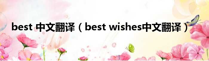 best 中文翻译（best wishes中文翻译）