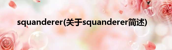 squanderer(对于squanderer简述)