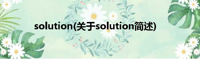 solution(对于solution简述)