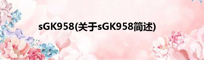 sGK958(对于sGK958简述)
