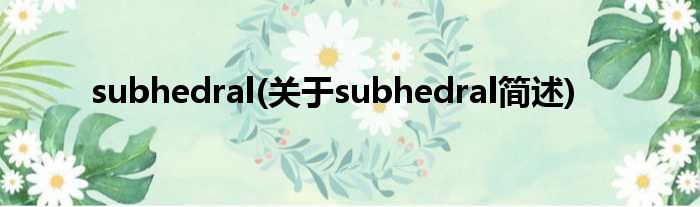 subhedral(对于subhedral简述)
