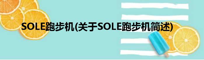 SOLE跑步机(对于SOLE跑步机简述)