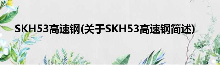 SKH53高速钢(对于SKH53高速钢简述)
