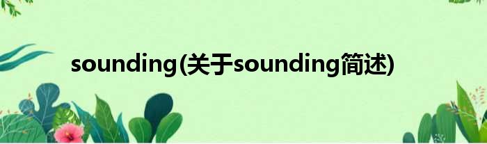 sounding(对于sounding简述)
