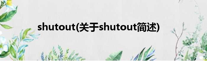 shutout(对于shutout简述)