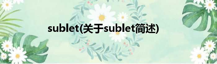 sublet(对于sublet简述)