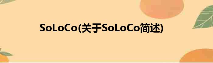 SoLoCo(对于SoLoCo简述)
