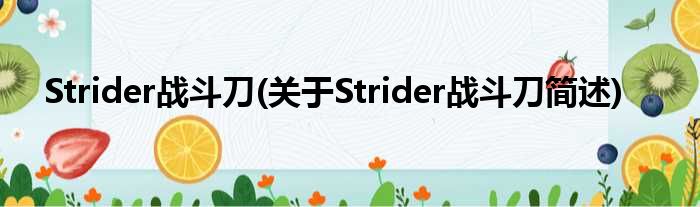 Strider战争刀(对于Strider战争刀简述)