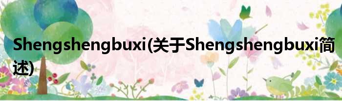 Shengshengbuxi(对于Shengshengbuxi简述)