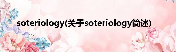 soteriology(对于soteriology简述)