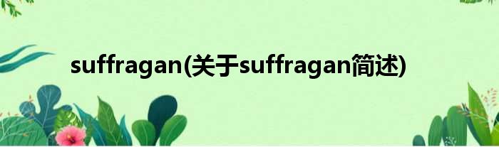 suffragan(对于suffragan简述)