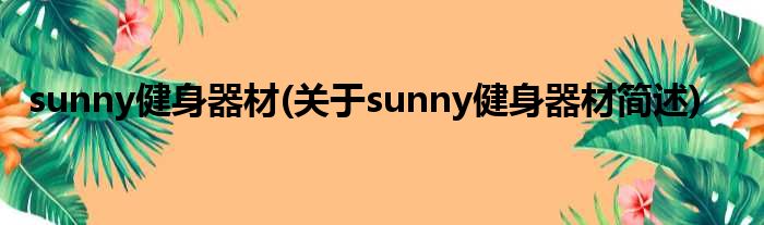 sunny健身工具(对于sunny健身工具简述)