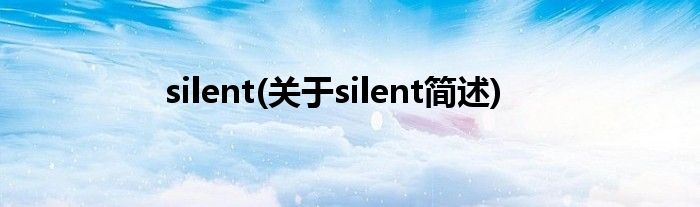 silent(对于silent简述)
