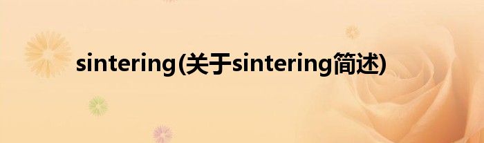 sintering(对于sintering简述)