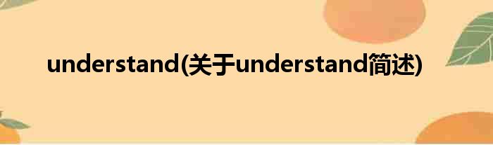 understand(对于understand简述)