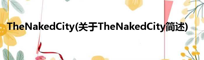 TheNakedCity(对于TheNakedCity简述)