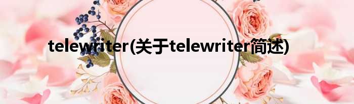 telewriter(对于telewriter简述)