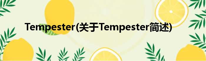 Tempester(对于Tempester简述)