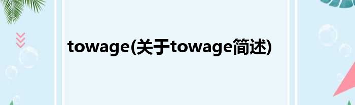 towage(对于towage简述)