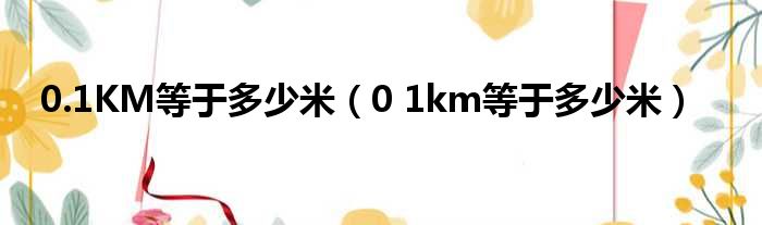 0.1KM即是多少多米（0 1km即是多少多米）
