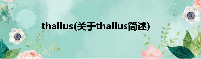 thallus(对于thallus简述)