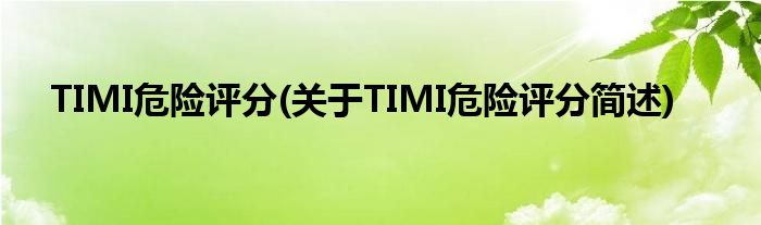 TIMI危害评分(对于TIMI危害评分简述)
