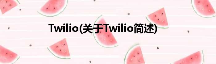 Twilio(对于Twilio简述)