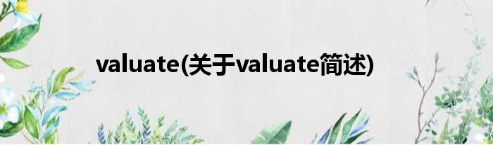 valuate(对于valuate简述)