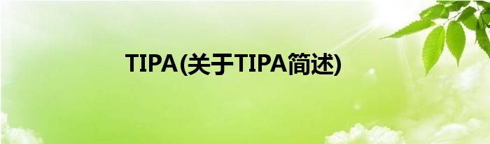 TIPA(对于TIPA简述)