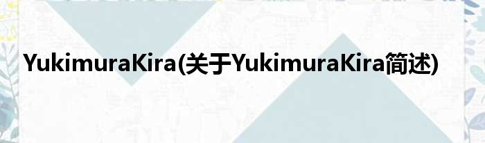 YukimuraKira(对于YukimuraKira简述)