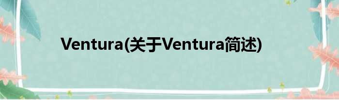 Ventura(对于Ventura简述)