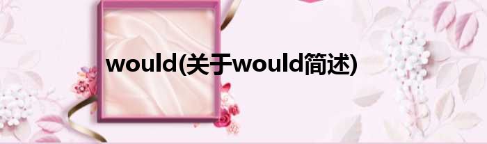 would(对于would简述)