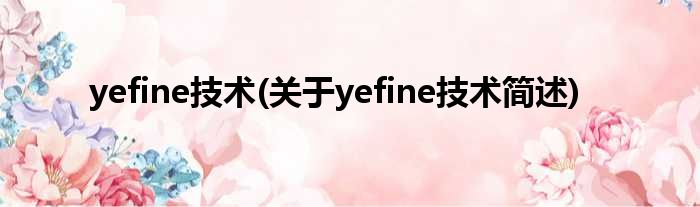 yefine技术(对于yefine技术简述)