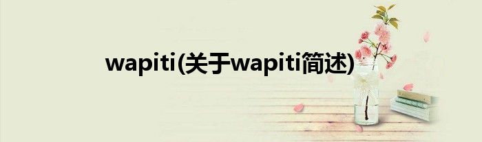 wapiti(对于wapiti简述)