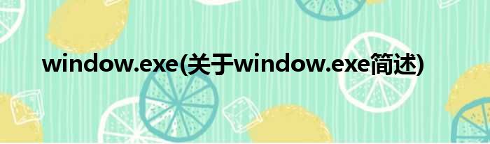 window.exe(对于window.exe简述)
