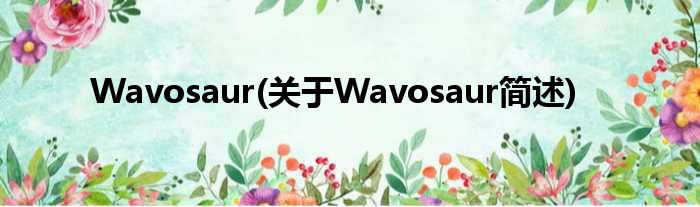 Wavosaur(对于Wavosaur简述)