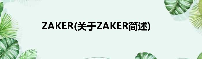 ZAKER(对于ZAKER简述)