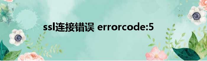 ssl衔接过错 errorcode:5