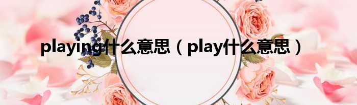 playing甚么意思（play甚么意思）