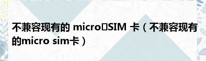 不兼容现有的 micro‑SIM 卡（不兼容现有的micro sim卡）