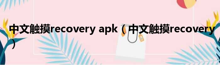 中文触摸recovery apk（中文触摸recovery）