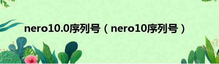 nero10.0序列号（nero10序列号）