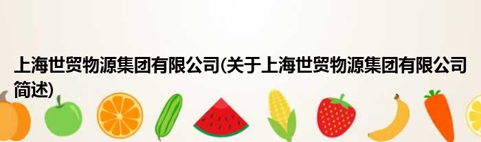 上海世贸物源总体有限公司(对于上海世贸物源总体有限公司简述)