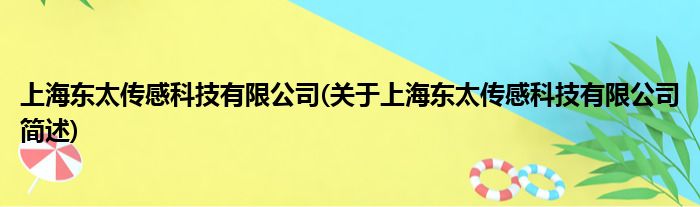 上海东太传感科技有限公司(对于上海东太传感科技有限公司简述)