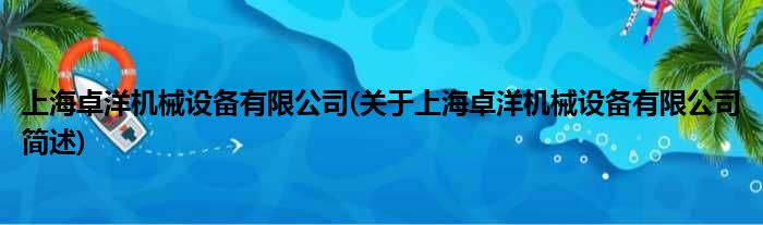 上海卓洋机械配置装备部署有限公司(对于上海卓洋机械配置装备部署有限公司简述)