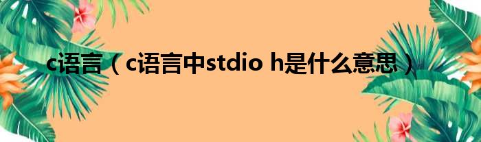 c语言<stdio.h>（c语言中stdio h是甚么意思）