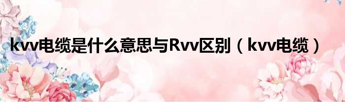 kvv电缆是甚么意思与Rvv差距（kvv电缆）