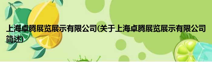 上海卓腾展览揭示有限公司(对于上海卓腾展览揭示有限公司简述)