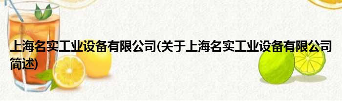 上海名实工业配置装备部署有限公司(对于上海名实工业配置装备部署有限公司简述)