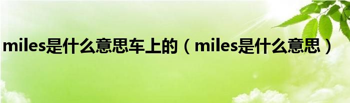 miles是甚么意思车上的（miles是甚么意思）